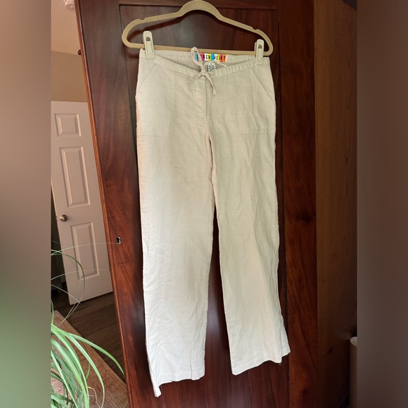 Cream/Khaki Linen Wide Leg Pants - Picture 1 of 5